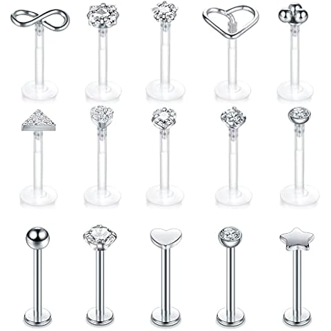 ChiMunllin 15PCS Tragus Piercing Jewelry 16G 6mm Cartilage Earring Tragus Earring Helix Earrings Stainless Steel Stud Earrings Conch Daith Ear Piercings Jewelry Cover