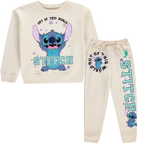 Image of Disney Girls Lilo & Stitch Clothing Set - Stitch Sweatshirt Hoodie and Jogger - 2-Piece Outfit Set - Sizes 4-16