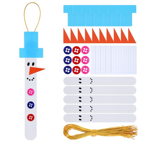 Halloscume 48 Sets Christmas Snowman Stick Ornament Craft Kit
