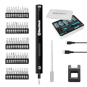 DURATECH Elektrische Schroevendraaierset, 50 Bits, Precisie Accuschroevendraaier, 3,6 V, met Ledlicht, voor Fijnmonteurs, Horloges, Laptops, Brillen, Speelgoed, Cadeaus voor Knutselaars