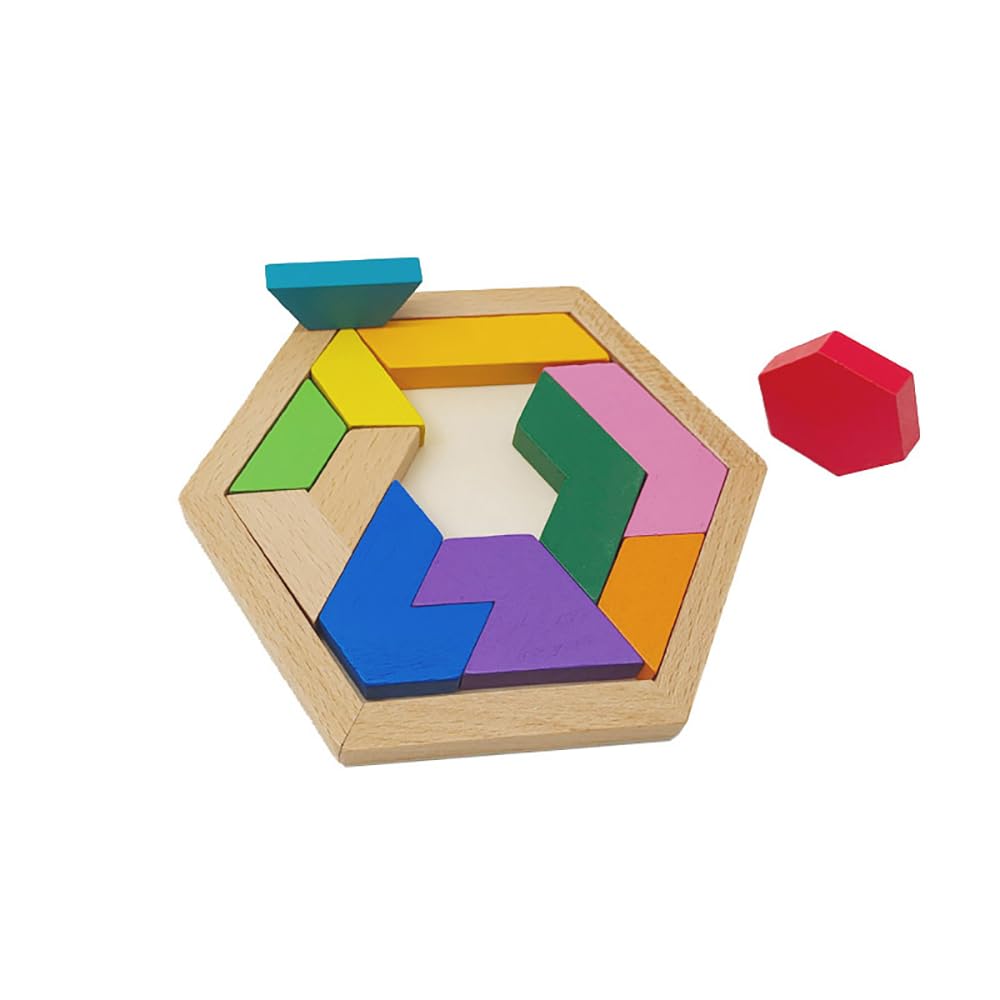 Snapklik.com : Wooden Hexagon Tangram Puzzle Shape Pattern Blocks Brain ...