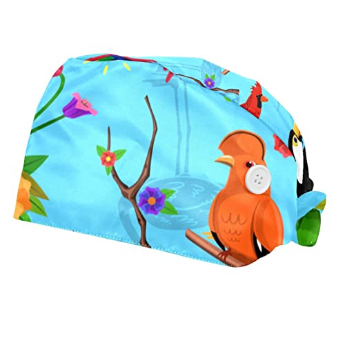 Couvre-chef unisexe aux finitions soignées et motifs flamant rose et oiseaux colorés