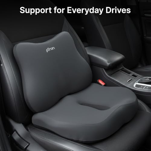 Image of pTron Ergova S1 Core Support Seat Cushion & Backrest Combo, 100% Memory Foam, Prolonged Sitting Comfort, Pressure Relief, Reduced Muscle Fatigue, Suitable for Home Office & Cars (Black)