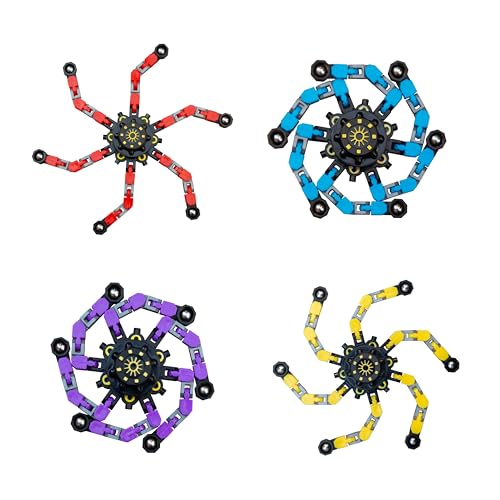 GIMICS Kids Gifts Basket Stuffers Transformable Fidget Robot Spinner 4 pcs Stress Relief Gadget for Kids and Adults. Great Fingertip Gyro, and Classroom Prize for Birthday Gift, Goodie Bags fillers