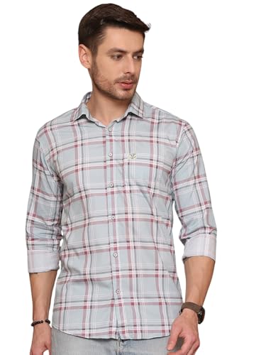 Image of Majestic Man Comfort Slim Fit Pure Cotton Checked Casual Shirt