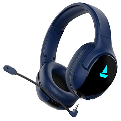 Image of Boat Immortal IM 1300 Wireless Gaming Over Ear Headphones with 2.4GHz Ultra Low Latency Mode(Upto 35ms), Bluetooth Mode, 3D Spatial Audio, BT v5.1, Dual Mics, Dongle Slot(Phantom Blue)