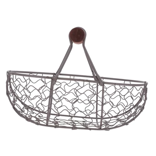 UKCOCO Cesta Metálica Vintage para Almacenamiento Cocina y Comedor Organizador de Soporte Resistente de Malla de Hierro para Encimera Decoración Rústica de Mesa