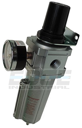Thb Heavy Duty Compressed Air Filter Regulator Combo Piggyback, Metal Bowl, Visible Sight Glass, 5 Micron Element (1/2" Manual Drain) #TOP2