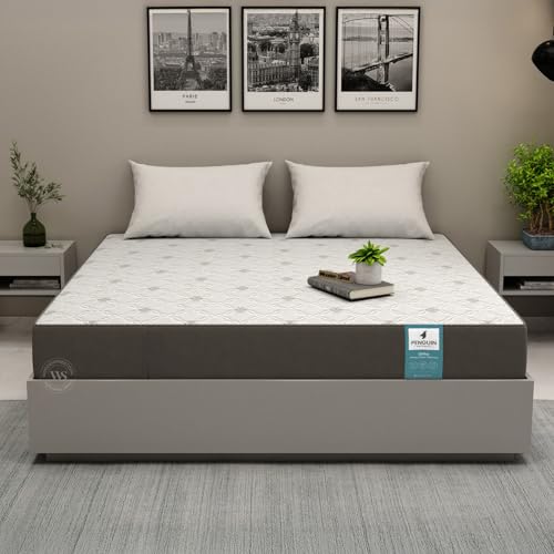 Image of Wooden Street Penguin Ortho-Memory Foam Mattress Comfort Hard and Soft Reversible Roll Pack (8 inch, Queen Size, 78 x 60)