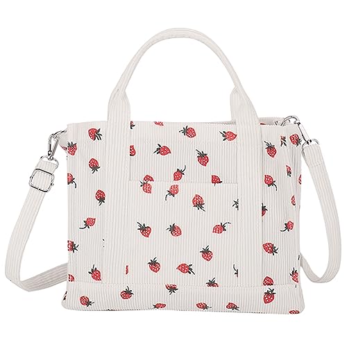 TIAASTAP Cord Tote Bag Aesthetic klein Handtasche für Damen Umhängetasche Cord Hobo Bag mit Reißverschluss School Bag Aesthetic Schultertasche Handtaschen mit Vielen Fächern für Büro Einkauf