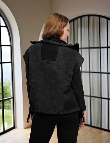Womens Fuzzy Fleece Vest Trendy Warm Sleeveless Sherpa Jacket Winter Oversized Outerwear with Pockets4