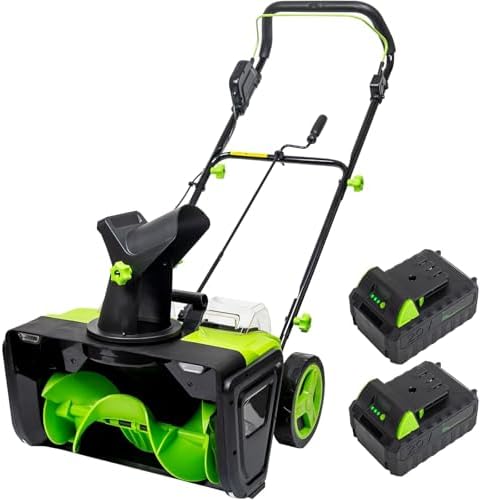 Cordless Electric Snow Blower 20" - 3500W, Dual LED Lights, 25ft Throwing Distance, 850lbs/min Clearing Power, Adjustable Chute, Gloves & Goggles Included, 4 Batteries