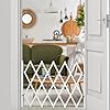 Relaxdays Hundspärrgaller, utdragbar upp till 96 cm, 48,5–60 cm hög, bambu, hundskyddsgaller för trappor och dörr, vit #1