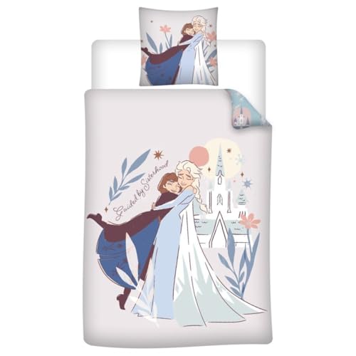 Aymax Parure de lit La Reine des Neiges, 140x200 cm, taie d'oreiller 65x65 cm, 100%
