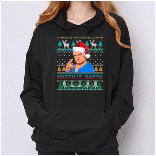 Watchit Santa Ugly Christmas Sweater, Casual Style Unisex Hooded Crewneck Shirt Gift for Men Women3