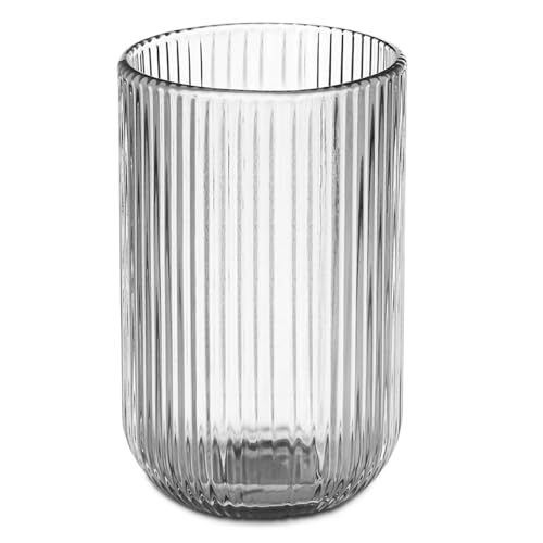 Tienda Eurasia Vaso Alto Y Bajo, Caja 6 Unidades, Distintos Tamaños Y Colores, Cristal De Rayas, Para Servir Agua Y Bebidas, No Apto Para Lavavajillas Ni Microondas 430 Ml, Transparente