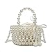 NETFEN Women Handmade Beaded Handbag Bucket Handbag Pearl Clutch Bag for Wedding Party Bridal Party Gifts