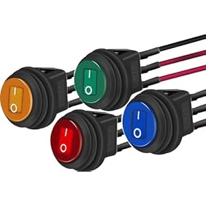 RUNCCI-YUN 4 pcs 12VDC/20A LED Round Rocker Switch,Car Switch 12V LED,SPST Switch 12v,Waterproof Toggle Switch, for Car, Boat, Homehold Application
