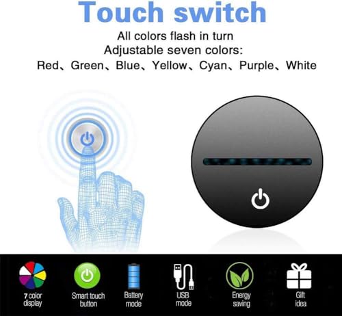 Lámpara de noche 3D ilusión sin código LED y control remoto miniatura 6