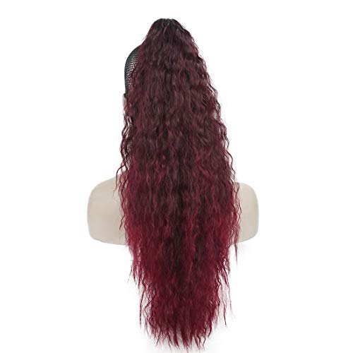 Wiginway Long Claw Ponytail Hair Extension One Piece Cute Clip in on Ponytail Jaw/Claw Synthetic Deep Wave(Ombre Purple)