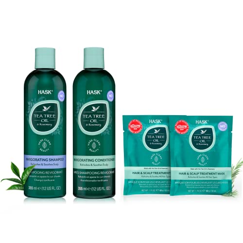 Hask Tea Tree Deep Conditioner And Shampoo + Conditioner Collection: Includes 2 Pack Deep Conditioner And 1 Shampoo + Conditioner Tea Tree Set #TOP13