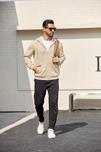 COOFANDY Mens Hooded Sweatshirt Zip Up Casual Knit Hoodies Fashion Drawstring Sweatshirts with Pockets4