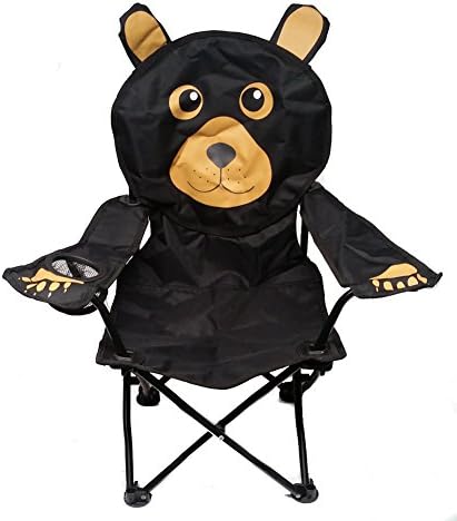Wilcor Kids Folding Camp Chair with Cup Holder and Carry Bag - Black Bear
