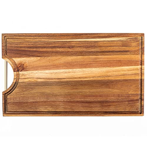 Acacia Wood Cutting Board (16X10X1.2 Inch) With Juice Groove And Hand Grip Large Thick Rectangle Wooden Carving Board For Kitchen Chopping Board For Meat, Vegetables, Fruits, Cheese #TOP18