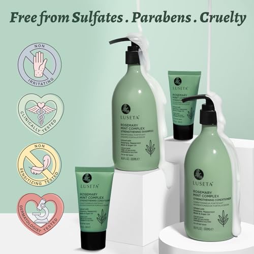 Image of Luseta Rosemary Mint Shampoo & Conditioner Set, 4-Pc | Rosemary Shampoo and Conditioner for Fine, Dry Hair, Refresh Scalp Feel, Add Lightweight Volume, Full Size + Travel Sizes