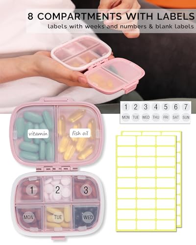 Meacolia FETEGT6016 3 Pack 8 Compartments Travel Pill Organizer, Daily Pill Case Small Pill Box thumb #4