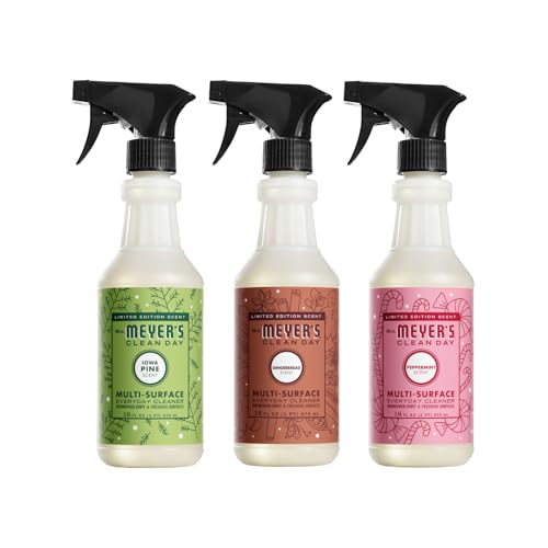 Image of Mrs. MEYER'S CLEAN DAY Multi-Surface Cleaner 3 Pack Variety, 16 OZ Each, 1 CT (Iowa Pine + Peppermint + Gingerbread)