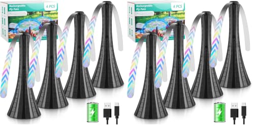 Image of Fly Fans for Tables Rechargeable, Flies Fan to Keep Flies Away by Soft Blades, Food Fans for Camping, Picnic, Fishing, 4PCS, Black,Party Essentials Picnic Accessories for Outside, 2000mah (Pack of 2)