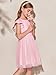 Haloumoning Girls Tutu Dress Ruffle Short Sleeve Fluffy Summer Party Tulle Dress for Kids 5-14Y Pink