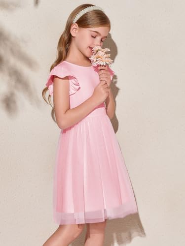 Haloumoning Girls Tutu Dress Ruffle Short Sleeve Fluffy Summer Party Tulle Dress for Kids 5-14Y - Image 6