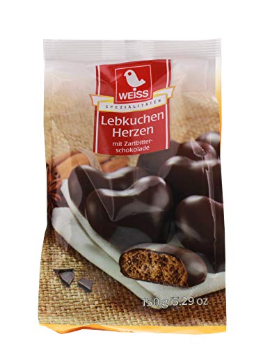 WEISS Dark Chocolate Gingerbread Hearts, 150 GR