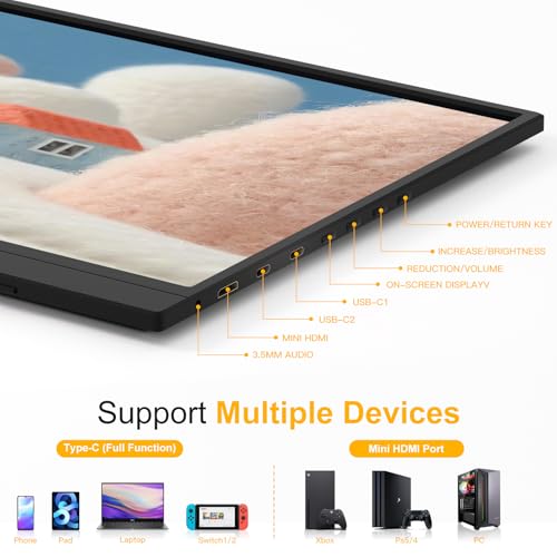 Image of 144Hz 16 inch Portable Monitor,1920x1200 FHD IPS Plug&Play Second External Monitor with USB-C Mini HDMI Port,Second Screen Compatible with PC Phone Mac Xbox PS4 /5-Z8