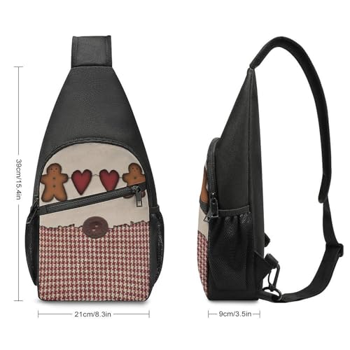 Hearts And Gingerbread Man Simple And Atmospheric Large Capacity Chest Bag2