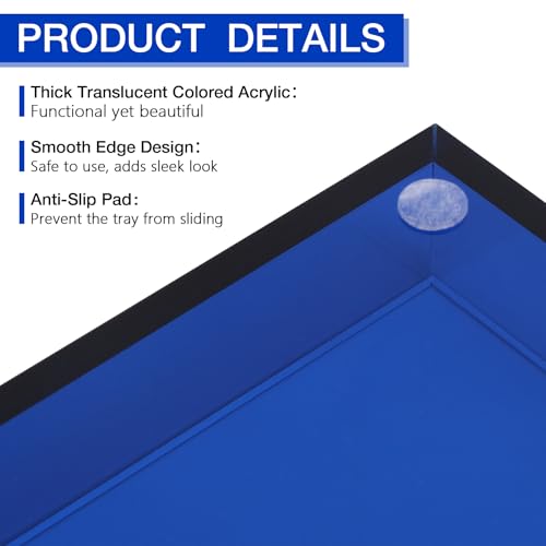 Acrylic Tray 5mm Thicken for Vanity Makeup, Perfume, Jewelry Holder, Napkin, Blue 12x6'' Decorative Serving Tray for Bathroom, Toilet Tank, Sink Countertop, Living Room,Dresser, Coffee Table by ClarityCraze - Used condition - Image 3