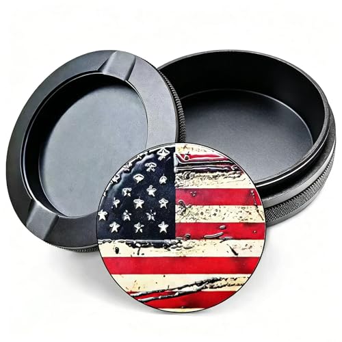 Image of Metal Can | Metal Container | Pouch Container | Small Storage Tin (American Flag (C))