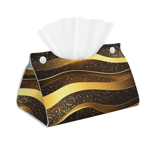 Mexpekil Rechteckige Taschentuchbox Leder Gold Glitzerlinien