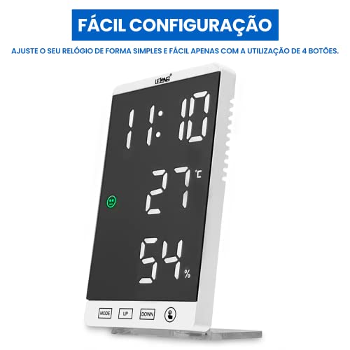 Relogio Led Digital De Mesa ou Parede Para Escritório Consultório Relogio Led com Calendário Alarme