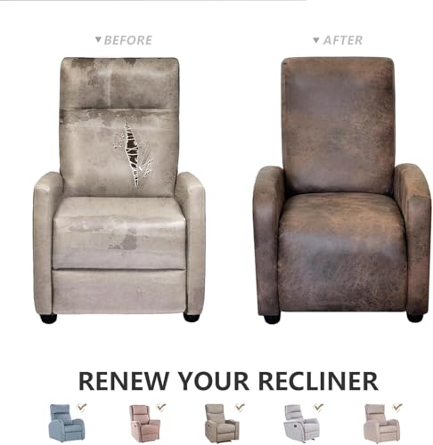 Image of molasofa Recliner Chair Cover Small Size - 4 Piece Leather Like Extra Small Recliner Chair Cover Stretch Recliner Slipcover for Lazy Boy Wide Recliner Chair Washable (Brown)