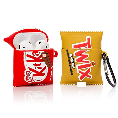 Derhom - Custodia Protettiva In Silicone Per Airpods Apple 1 E 2 [Candy Snack Series][2 Pack] (Kitkat/Twix)