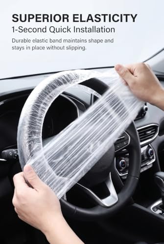 MOAYZRO 100 PCS Disposable Steering Wheel Covers, Clear Plastic Steering Wheel Protector, Elastic Stretchy Steering Wheel Wrap, Universal Car Wheel Covers for Most Cars (transparent) - Image 4