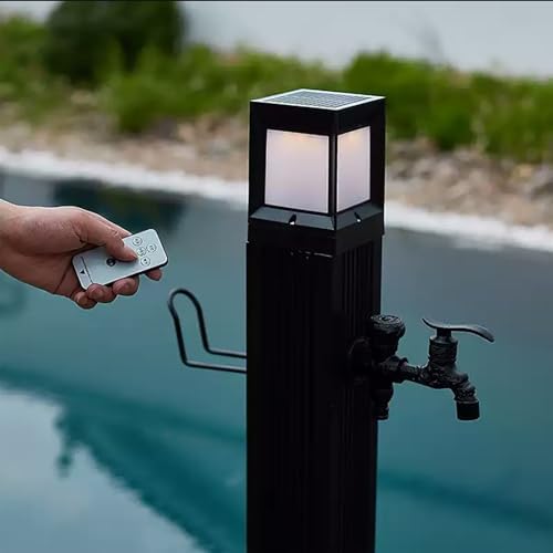 Outdoor Solar Charging Vertical Square Garden Water Column Faucet - Illuminated Freestanding Fountain for Landscape Decor, Winter-Resistant Watering Hydrant