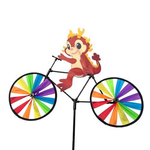 Moulin à vent en forme d'animal de dessin animé – Roue à vent décorative pour vélo, extérieur, jardin, pelouse, construction solide pour balcon,...