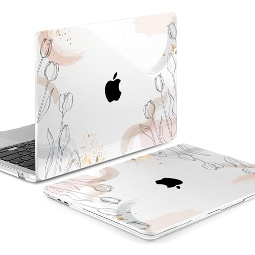 Image of MEEgoodo Case for M5 /M4 /M3 /M2 MacBook Air 13 inch 2026 2025 2024 2022, Fit Model A3449 /A3240 /A3113 /A2681, Case Compatible with MacBook Air 13.6-inch, Engraving Hand Drawn Floral