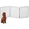 Dog Gate Wooden Freestanding Pet Gate3 Panel 23.6″ Height White Indoor Dog Fences,House Gate for Doorways & Stairs