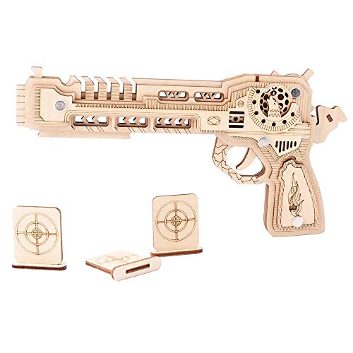 Wooden Puzzle Rubber Band Gun Model 3d Puzzle Educational Toy High-precision Laser Cutting Quality Wood Natural Wood Color Laser Marking DIY Creative Assembly