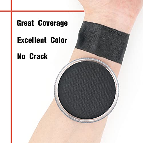 Bowitzki 30G Professional Face Paint Body Paint Water Based Face Painting Makeup Safe For Kids And Adults Split Cake Single Color Halloween Christmas - Black #TOP1